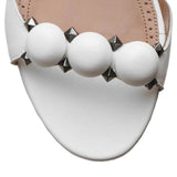 Bombe white calf leather flat sandals