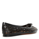 Pointed black leather ballet flats