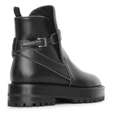 Studded leather flat ankle boots