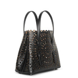 Mina 20 vienne circulaire black leather tote bag
