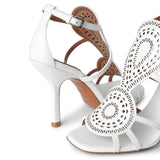 Laser-cut leather sandals