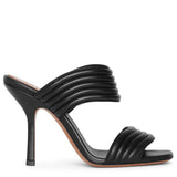 Black leather mule sandals