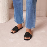 Molukai flat black suede mules