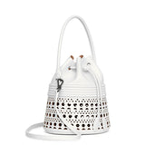 Bucket corset optic white leather bag