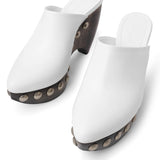 Le Sabot white leather clogs
