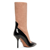 Short Boot 90 black and beige short boots