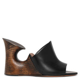 La Sculpture black leather wedge mules