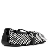 Embellished black mesh ballet flats