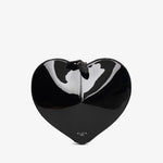 Black heart-shaped clutch bag on a white background