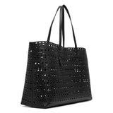 Mina 44 vienne black leather tote bag