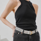 Neo vienne white leather belt