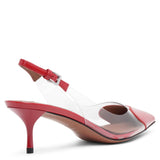 Coeur 55 red patent slingback pumps