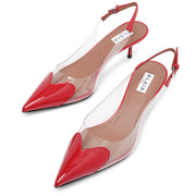 Coeur 55 red patent slingback pumps