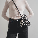 Mina 16 black and white tote bag