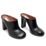 Babylone black leather mules
