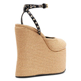 Raffia wedge sandals