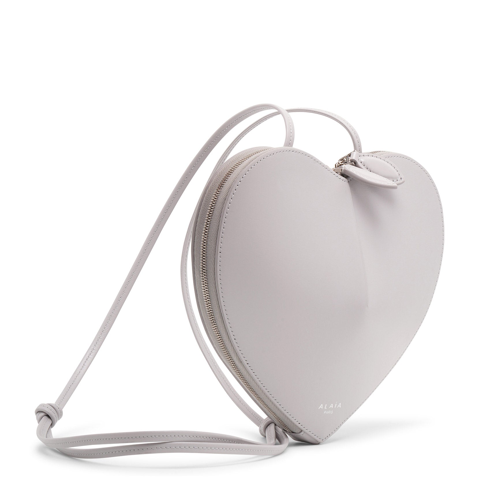 Shop Alaïa Le Coeur Grey Leather Crossbody Bag