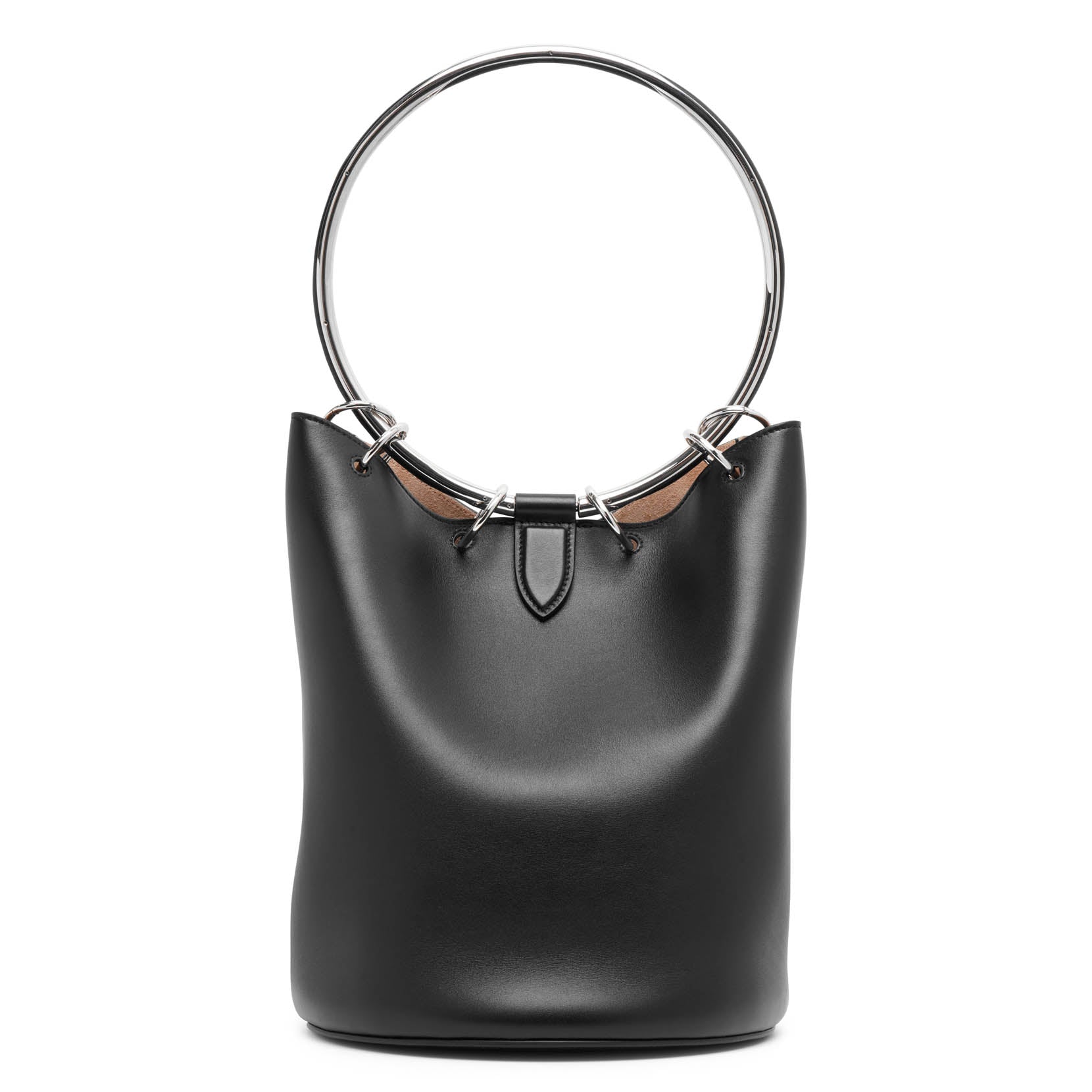 Shop Alaïa Ring Black Leather Bucket Bag