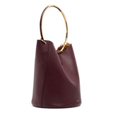 Ring brown leather bucket bag