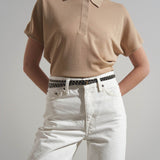 Mini black leather belt