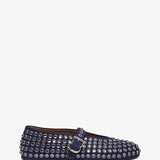 Embellished blue suede ballet flats