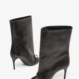 Low black leather boots