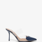 Coeur 90 blue patent mule pumps