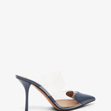 Coeur 90 blue patent mule pumps