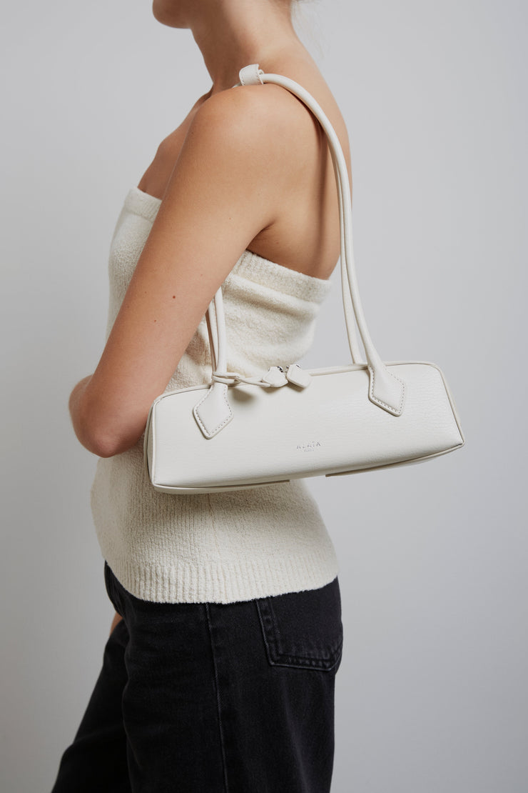 Le Teckel small white leather bag