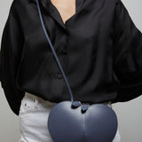 Le Coeur dark blue leather crossbody bag