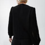 Tassel fringes crewneck knit