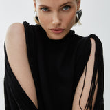 Tassel fringes crewneck knit