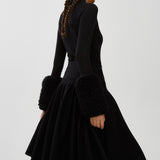 Pleated knit midi skirt