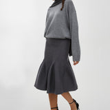 Grey sculptural knit midi skirt