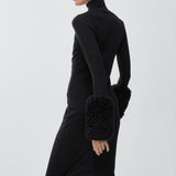 Faux fur sleeves knit dress