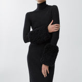 Faux fur sleeves knit dress