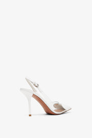 Coeur 90 white patent slingbacks