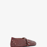 Embellished dark red suede ballet flats