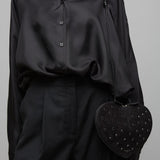 Le Coeur black embellished crossbody bag