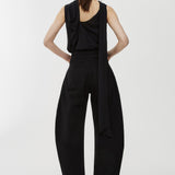 Round black denim pants