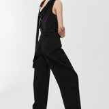 Round black denim pants