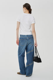 Zip-up wide-leg jeans