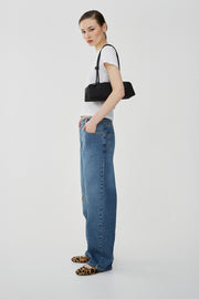 Zip-up wide-leg jeans