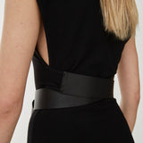 Belted wool maxi dress