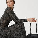 Sequin black and silver long dress