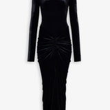 Draped black long dress