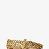 Braided gold leather ballet flats