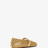 Braided gold leather ballet flats