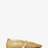 Gold mesh ballet flats