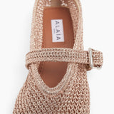 Metallic rose braided ballet flats